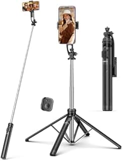 71" Phone Tripod & Selfie Stick,QIRITA Integrated Extendable Quadrapod for Smartphone, Stability on Four Axes, Portable Travel Tripod Stand with Remote Control for iPhone, Android, Camera&GoPro