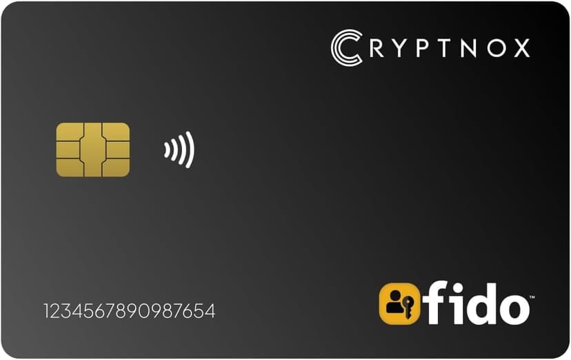 Cryptnox FIDO2 Carte de sécurité NFC – Certifié FIDO2 Niveau 1 – Connexion sans Mot de Passe et 2FA Via NFC ou Contact – Fonctionne avec Windows, Mac, iOS, Android – Carte de Connexion Ultra-Fine - 1