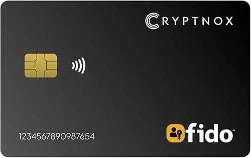 Cryptnox FIDO2 Carte de sécurité NFC – Certifié FIDO2 Niveau 1 – Connexion sans Mot de Passe et 2FA Via NFC ou Contact – Fonctionne avec Windows, Mac, iOS, Android – Carte de Connexion Ultra-Fine