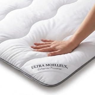 CASABEL Single Mattress Topper 90x200 cm, Breathable Microfibre Mattress Protector with Grey Piping & Wave Stitching, Ultra-Soft & Comfortable - Ideal for Single Beds - 1