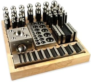 SIMOND STORE 41 PC doming Block and Punch Set - Designer Dapping Doming Punch Block Set Jewelry Making Supplies with Wood Base for Metal Forming, Jewelry Making Tools, Coin Ring Making Tools