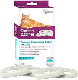 Comfort Zone Lot de 4 Colliers apaisants pour Chat, 120 Jours de Calme, avec phéromones, réduction anxiété, Stress, marquage urinaire, griffures, pour Chats d'intérieur ou d'extérieur, Longue durée