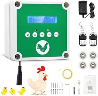 Porte Automatique Poulailler,Ouvre-Porte Automatique pour Poulailler avec Minuterie et 2 Télécommandes,Kit de Porte de Poulailler Electrique pour Protéger Le Poulet Bleu(Porte Non Incluse