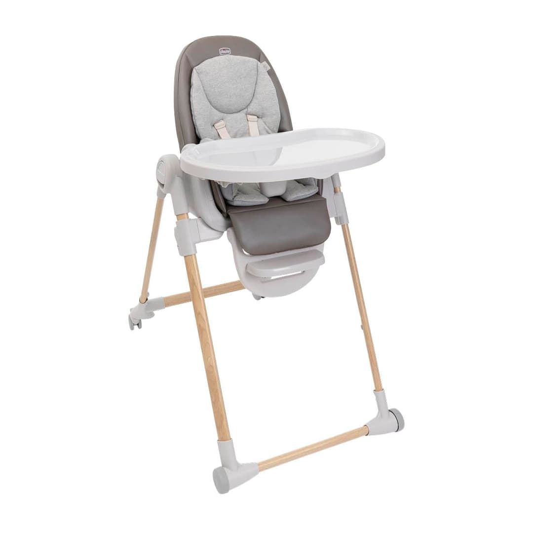 Chicco Polly Armonia Chaise Haute Bebé Évolutive, pour Enfants de 0 Mois à 40 kg, 9 Niveaux de Hauteur, 3 Positions d'Inclinaison, Repose-Pieds Réglables, Pliage compact, 4 Roues, Brun