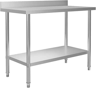 vidaXL Kitchen Work Table with Backsplash - Stainless Ste…