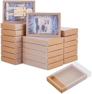 BENECREAT 30 Sets Brown Kraft Drawer Gift Box, Paper Stor…