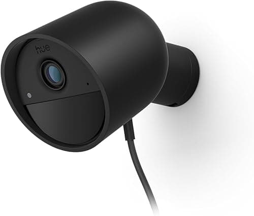 Philips Hue Caméra de surveillance filaire Secure, résolution vidéo 2K, notifications, intégration avec éclairages Philips Hue, Caméra extérieure et intérieure filaire en alimentation continue, noir