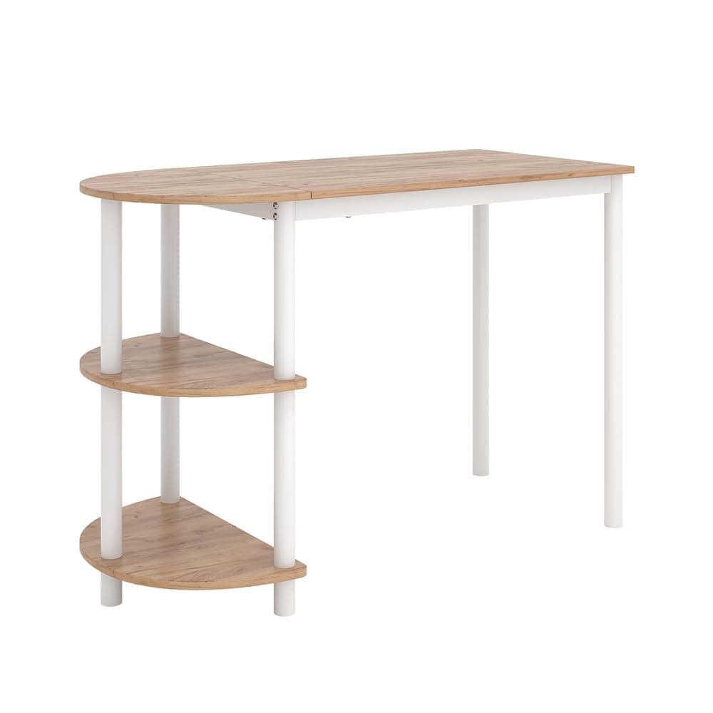 Vicco Kitchen table Freetown, Gold power oak/white, 110 x 50 cm with open shelves, suitable as a dining or work table for small kitchens