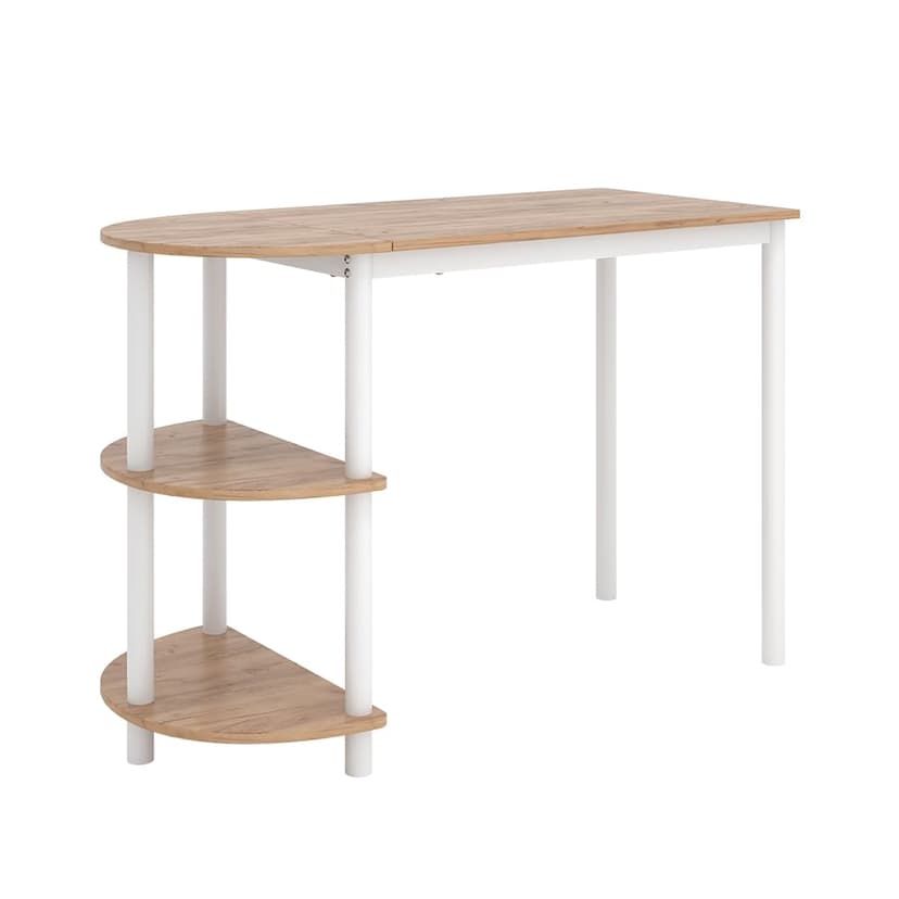Vicco Kitchen table Freetown, Gold power oak/white, 110 x 50 cm with open shelves, suitable as a dining or work table for small kitchens - 1