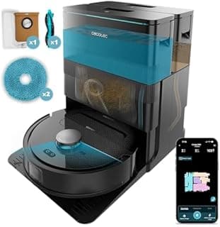 Cecotec Robot Vacuum Cleaner and Floor Cleaner with Self-emptying Base and App Conga X50 X-Treme. Laser Navigation, 15000Pa, Autonomy 240min, Elevable Mops, Base with 3 Tanks