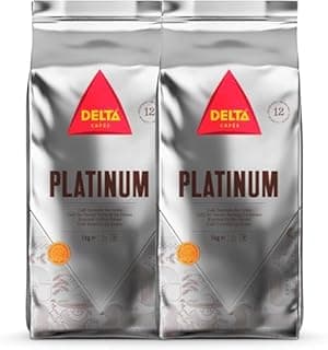 Delta Cafés Platinum Whole Bean Coffee 1kg - Pack of 2, Intensity 12, Arabica-Robusta Blend - 1