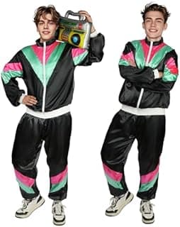 AYBUY Deguisement Année 80 90 Homme Femme, Survêtement Veste Pantalon Costume Tenue Rétro Disco Hippie pour Carnaval Soirée Deguise - 1