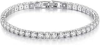 kodivenj Chaîne en or pour homme, bracelet de tennis pour homme, motif glace, 5,5 mm, bracelet de tennis pour femme en argent sterling réglable, bracelet en zircon pour amis