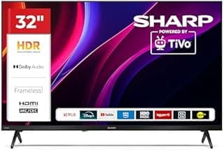 Sharp 32HE2345E - TiVo TV, 32 inch HD, Frameless, 60Hz, HDR10, 2 x 8 W Sound, HDMI 3, USBx2, Black - 1