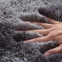 Tinyboy-hbq Tapis Rond Salon Tapis Chambre Rond Moderne Design Shaggy Poils Longs Interieur Décor Ultra Doux De Peluche De Pièce De Maison De Pépinière(Gris Noir❍ 140cm) - 7