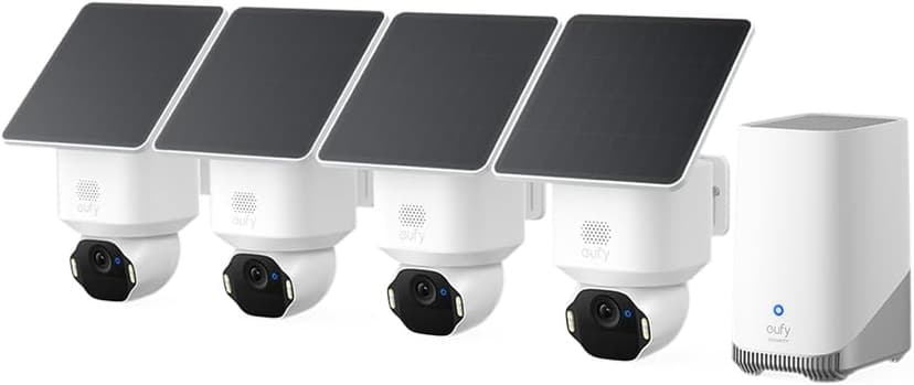 eufy Security Camera Outdoor Wireless SoloCam E42 4-Cam Kit(HomeBase S380),4K Solar Cameras House Security,AI Motion Tracking,Strobe Light,Pan & Tilt,Facial Recognition,Local Storage Up to 16TB - 1