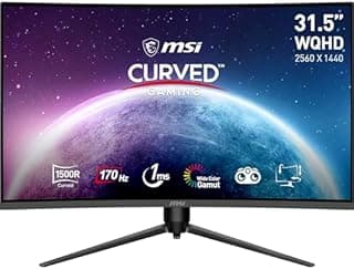 MSI G32CQ5P écran Gaming incurvé de 31,5 Pouces WQHD - Dalle VA 1500R 2560 x 1440, 170 Hz / 1 ms, Adaptive Sync, réglable sur 3 Axes - DP 1.2a, HDMI 2.0b CEC