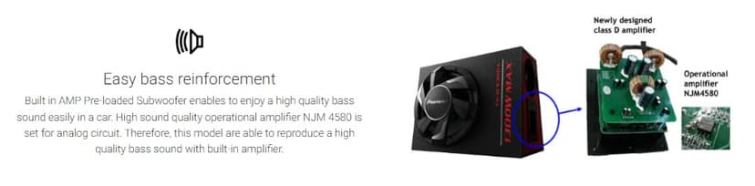 PIONEER TS-WX300A Caisson de Basses Actif, Caisson de Basses Puissant avec Puissance maximale de 300 W, Caisson de Basses de 30 cm dans Un boîtier MDF, Membrane IMPP, Noir - 3