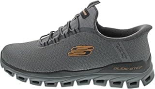 Skechers Men's Glide-Step Noxus Hands Free Slip-in Sneaker, Charcoal/Orange, 9