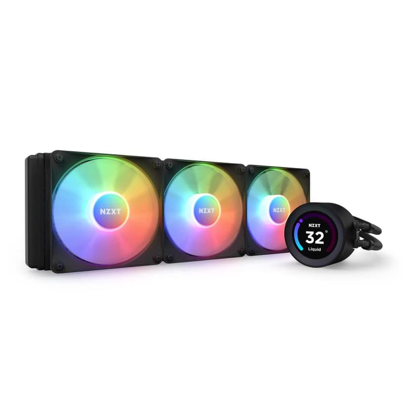 NZXT Kraken Elite RGB 360- RL-KR36E-B1-360mm AIO CPU Liquid Cooler - Customizable 2.36" Wide-Angle LCD Display for GIFs, Images, Performance Metrics - 3 x F120 RGB Core Fans - Black - 1