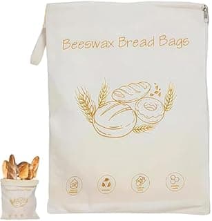 Wide Zipper Access Cotton & Beeswax Bread Bags for Sourdo…