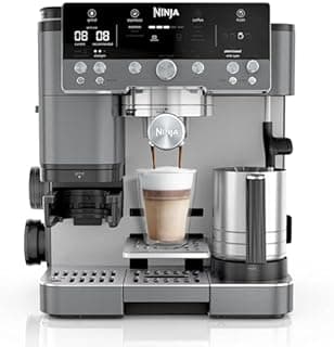 Ninja Luxe Premier, Machine a cafe a grain barista semi-automatique, 3-en-1: espresso, extraction froide et café filtre, Broyeur et mousseur intégrés, Avec pichet et tasseur, Gris Métalisé, ES601EUGM - 1