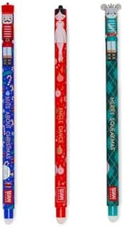 Legami - Lot de 3 stylos gel effaçables, édition Noël, stylos à encre effaçable thermosensible, rouge, bleu, vert, effaçables de Noël, effacez sans abîmer le papier