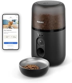 Philips Distributeur de croquettes connecté - Gamelle automatique pour chat avec caméra & micro, Détection mouvement, Programmation Repas, Notifs, Anti-Obstruction, Nettoyage Facile (PAW5320/02)