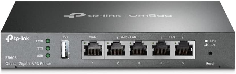 TP-Link ER605 Omada Routeur VPN Gigabit, 5 Ports Gigabit, Intégré au SDN Omada, Accès au Cloud, Application Omada, Port USB WAN pour Le Haut Débit Mobile, VPN Hautement Sécurisé, Pare-Feu, Dos - 1