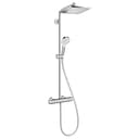 hansgrohe Crometta E - Colonne de douche économie d'eau (EcoSmart) avec mitigeur thermostatique, douche pluie (240 x 240mm), douchette, support, flexible, barre et douche de tête, Chromé, 27281000 - 4