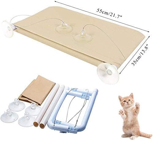 YIQI Window Mounted Cat Hammock for Cat Perch, Hanging Pet Bed with Suction Cup Comfortable, Durable, Solid, Storage Space (55x32cm) - 6