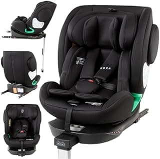FableKids Siège enfant NORA noir | Siège auto i-Size pivotant à 360° 40-150 cm | Siège dos à la route avec ISOFIX et jambe de force | Appuie-tête et dossier réglables en hauteur | Certifié ECE R129/04 - 1