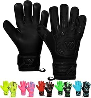Gants de gardien de but WESTWOOD FOX, protection des doigts pour enfants, adolescents et adultes, paume Heavy Grip avec latex Dumbo 4+3 mm, support de poignet (Noir profond, Taille 9)