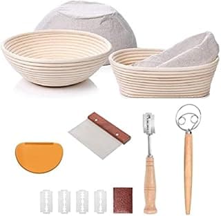Bread Proofing Basket Set Of 2 Round and Oval, Banneton P…