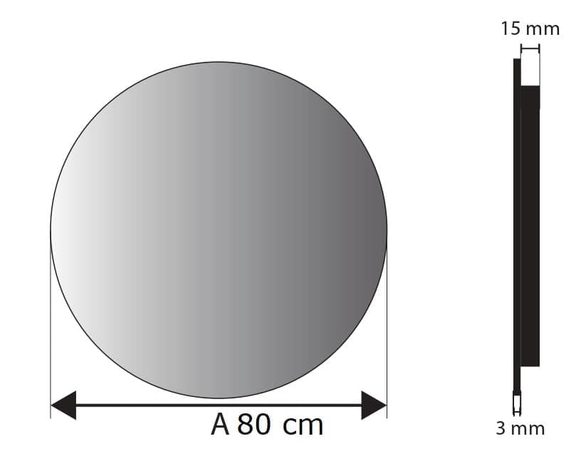 BD ART - Wall Mirror - Bathroom Mirror - Round Diameter 80 cm - with LED Lighting - Light Colour Cool White 4200 K, IP44 - Large Mirror - Full Length Mirror - Bathroom Wall Mirror - 2
