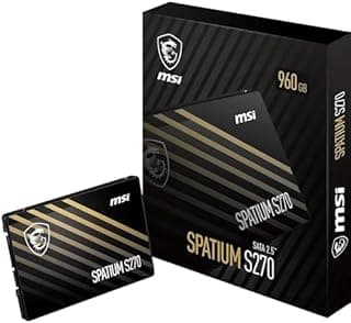 MSI SPATIUM S270 SATA 2.5" 960GB - Disque SSD Interne 960 Go, SATA III 6 GB/s, 2,5", Lecture 500 MB/s & Écriture 450 MB/s, 3D NAND, Sécurité des Données Intégrée, Center, 500 TBW, Garantie 5 Ans - 1