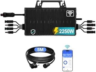 SUKFLOW Micro-onduleur Solaire 2250W avec Wi-FI et Bluetooth, étanche IP67, câble CA de 5m Inclus - Contrôle par Application MPPT, Plug & Play pour Balcon Solaire - 1