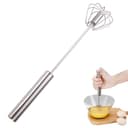 Batteur à main, fouet semi-automatique en acier inoxydable, batteur à œufs semi-automatique rotatif, mélangeur à main, outil d'agitation pour la cuisine, le lait d'œufs à la maison (12in) - 1