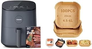 COSORI Air Fryer 4.7L, 30 Recipes Cookbook, Quiet, 4 Portions, 1500W & COSORI Air Fryer Liners, 100 PCS Unbleached Non-Stick Square Disposable Airfryer Paper Liner, 7.9 inch for 4.5 to 6L - 1
