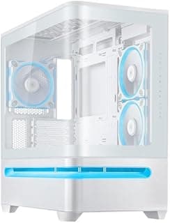 ASUS Prime AP202 ARGB (White) - mATX PC Case (Curved Tempered Glass, Supports Graphics Cards up to 420mm, 360mm Long Radiators, 3 Built-in ARGB Fans)