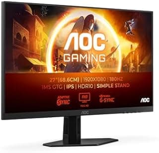 AOC Gaming Moniteur 27G4XED 27 Pouce 180Hz Fast IPS Dalle, 0.5ms MPRT, HDR10, G-Sync Compatible, Haut-parleurs, (1920x1080 HDMI 2X 2.0 DP 1x 1.4) Noir