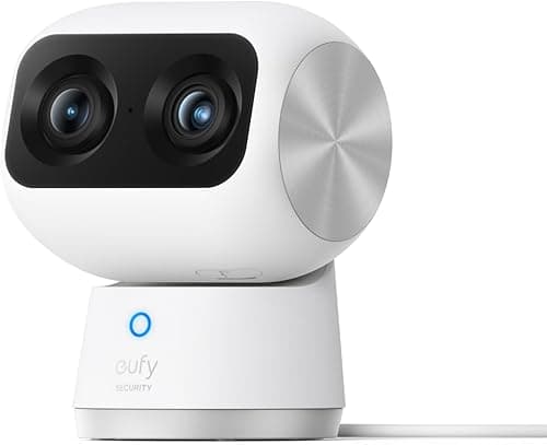 eufy Security Indoor Cam S350, Dual Cameras, 4K UHD Resolution, Surveillance Camera with 8× Zoom and 360° PTZ, Human/Animal AI, Ideal for Baby Monitor/Pet Camera/Home Surveillance, Dual Band Wi-Fi 6