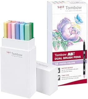 Tombow ABT-18P-5 Dual Brush Pen Lot de 18 Feutres pinceau à deux pointes Couleurs Pastels
