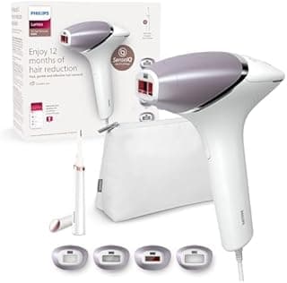 Philips Lumea 8000 Series IPL Hair Removal Device - Laser Hair Removal Alternative, SenseIQ Technology, 4 Attachments for Body, Face, Bikini and Underarms, Satin Compact Pen Trimmer, Model BRI949/00