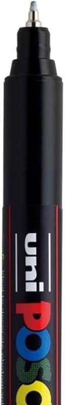 POSCA - Uni Mitsubishi Pencil - 3 x Black PC1MR Extra Fine Tip Markers Calibrated 0.7mm - Water-Based Paint Marker - All Purpose - For Paper, Textile, Glass, Pebble, etc. - 8