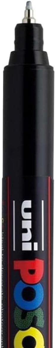 POSCA - Uni Mitsubishi Pencil - 3 x Black PC1MR Extra Fine Tip Markers Calibrated 0.7mm - Water-Based Paint Marker - All Purpose - For Paper, Textile, Glass, Pebble, etc. - 8