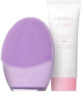 FOREO Deep & Gentle LUNA 4 Sensitive Bundle - Facial Cleansing Brush for Sensitive Skin + LUNA Micro-Foam Face Cleanser 2.0, 100 ml - Deep Cleansing and Firming Silicone Face Massager Beauty Set - 1