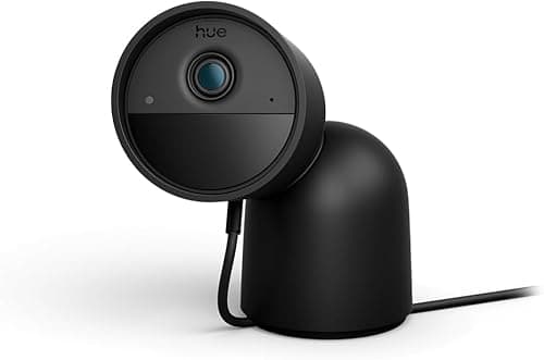 Philips Hue Caméra de surveillance Secure, Résolution vidéo 2k, Notifications, Audio bidirectionnel, Intégration avec les lampes Hue, Caméra extérieure compacte avec support élégant, Noire