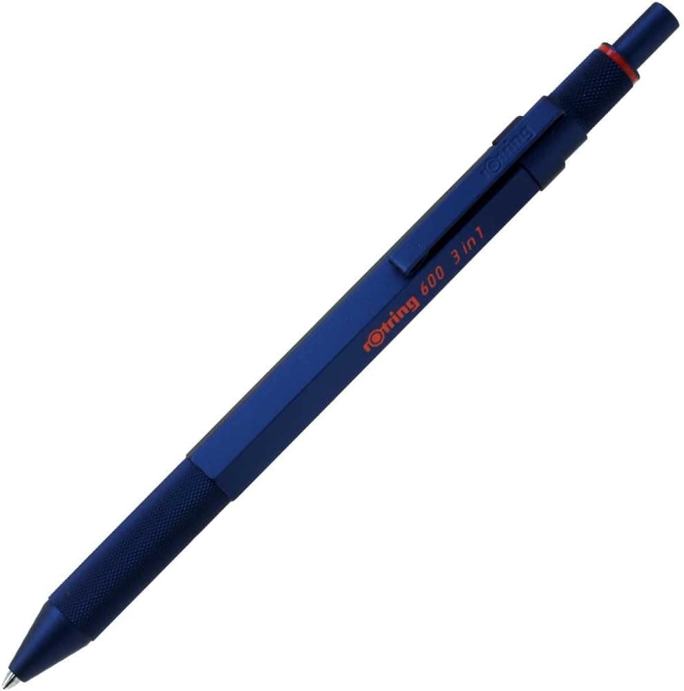 rOtring 2159367 Rottling Multifunction Pen 600 Iron Blue 3 in 1 Ballpoint Pen 2 Colors (Red & Black) & Mechanical Pencils in Gift Box