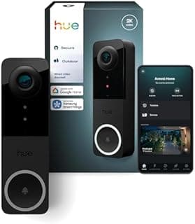 Philips Hue Sonnette vidéo filaire Secure, caméra 2K gran…